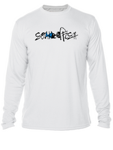 Load image into Gallery viewer, Mens "Catch & Re-Soak" w/custom sleeve scale - Blue Fish L/S