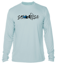 Load image into Gallery viewer, Mens "Catch & Re-Soak" w/custom sleeve scale - Blue Fish L/S