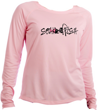 Load image into Gallery viewer, Womens "Catch & Re-Soak" w/custom sleeve scale - Pink Fish L/S